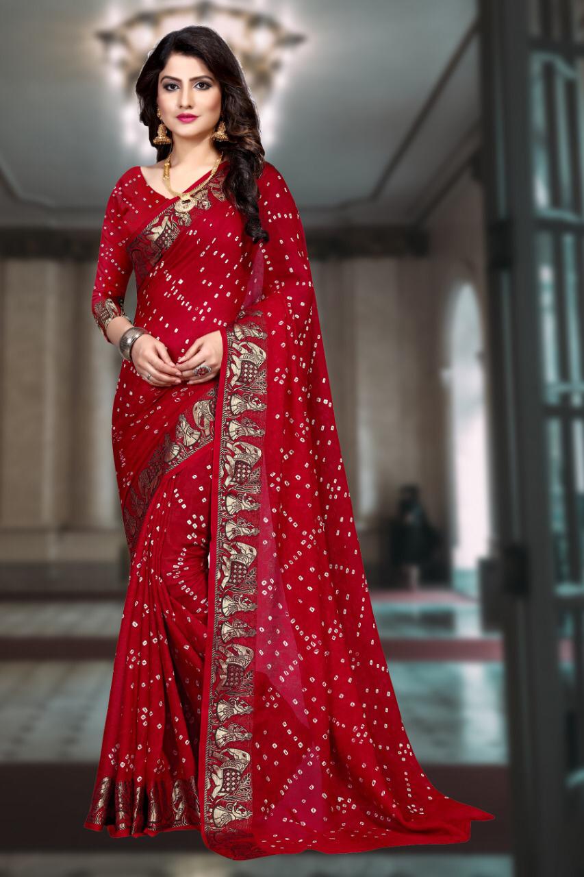 Palak Bandhej Latest Fancy Designer  Handicraft Pure Bandhej Silk Saree Collection